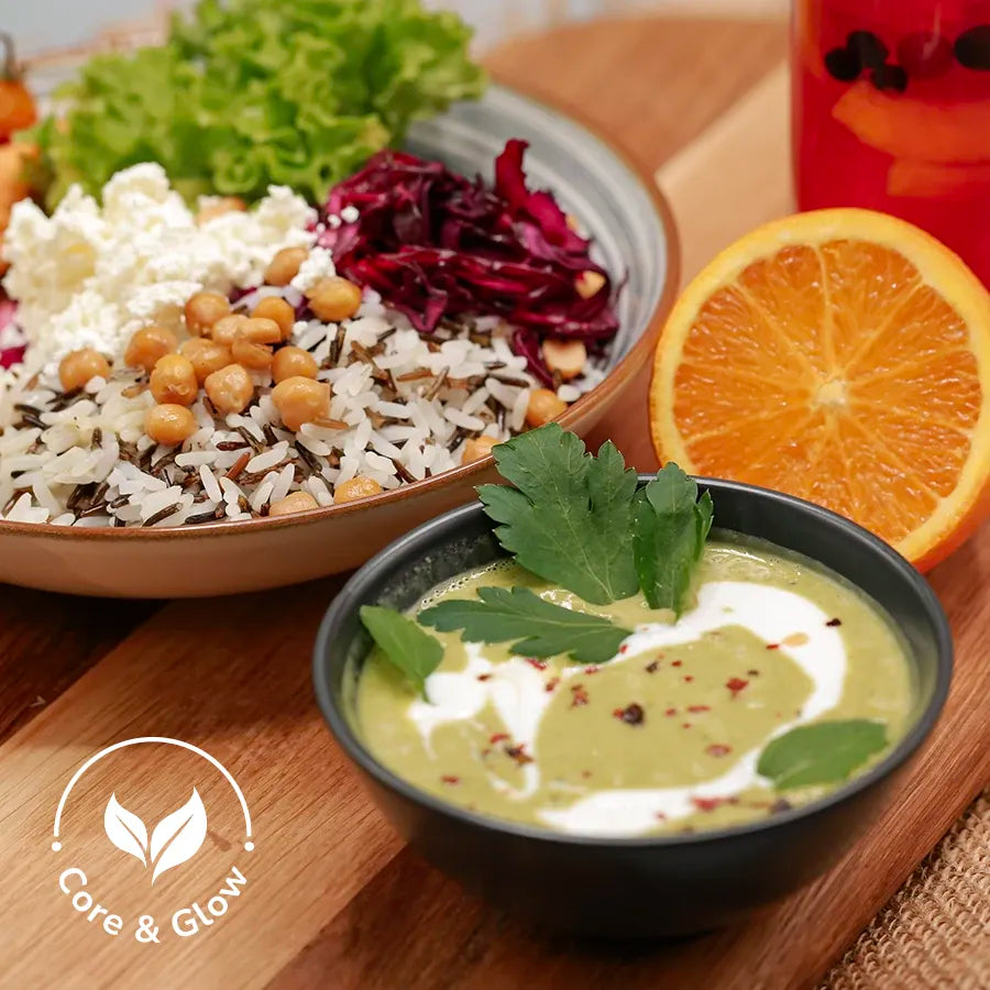 Frische Suppe, gesunde Bowl und Saft als Teil des Core und Glow Caterings in Düsseldorf